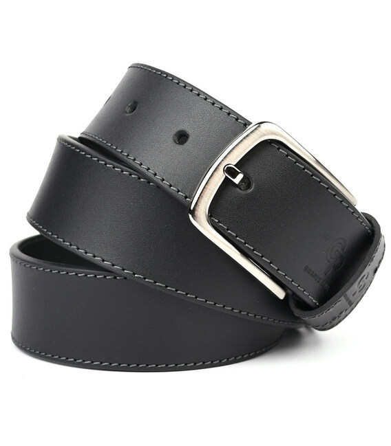 Шкіряний ремінь чорний 40мм Grande Pelle 41001230013 прошитий фото, картинка, изображение