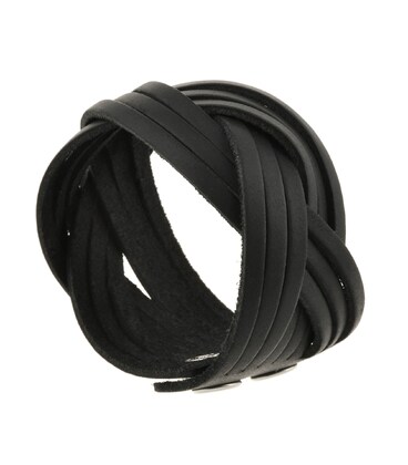 Кожаный браслет косичка черный фото, картинка, изображение