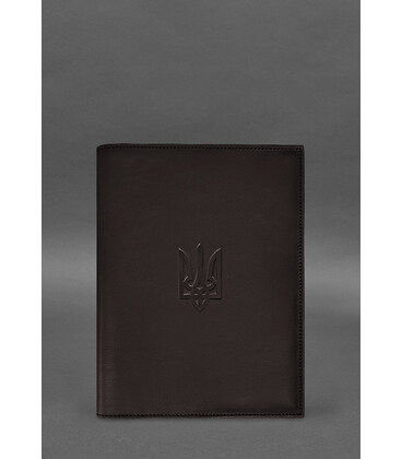 Кожаная обложка для нотариального реестра с Трезубцем темно-коричневая фото, картинка, изображение