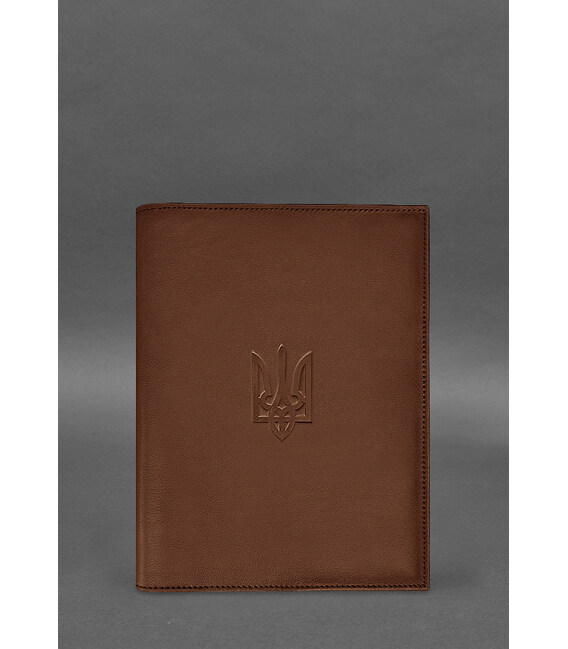 Кожаная обложка для нотариального реестра с Трезубцем светло-коричневая фото, картинка, изображение