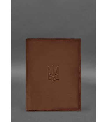 Кожаная обложка для нотариального реестра с Трезубцем светло-коричневая фото, картинка, изображение
