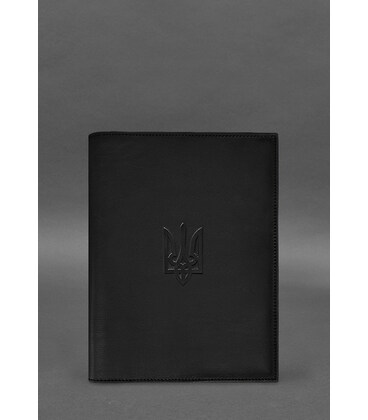 Кожаная обложка для нотариального реестра с Трезубцем черная фото, картинка, изображение