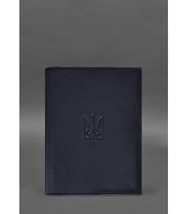 Шкіряна обкладинка для нотаріального реєстру з Тризубом темно-синя картинка, зображення, фото