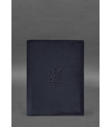 Шкіряна обкладинка для нотаріального реєстру з Тризубом темно-синя картинка, зображення, фото