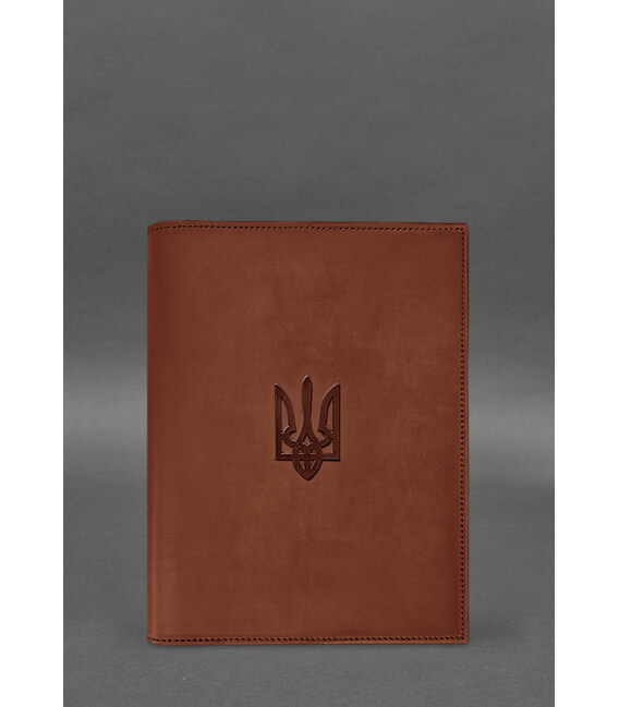 Шкіряна обкладинка для нотаріального реєстру з Тризубом світло-коричнева Crazy Horse картинка, зображення, фото