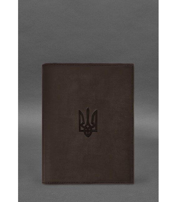 Кожаная обложка для нотариального реестра с Трезубцем темно-коричневая Crazy Horse фото, картинка, изображение
