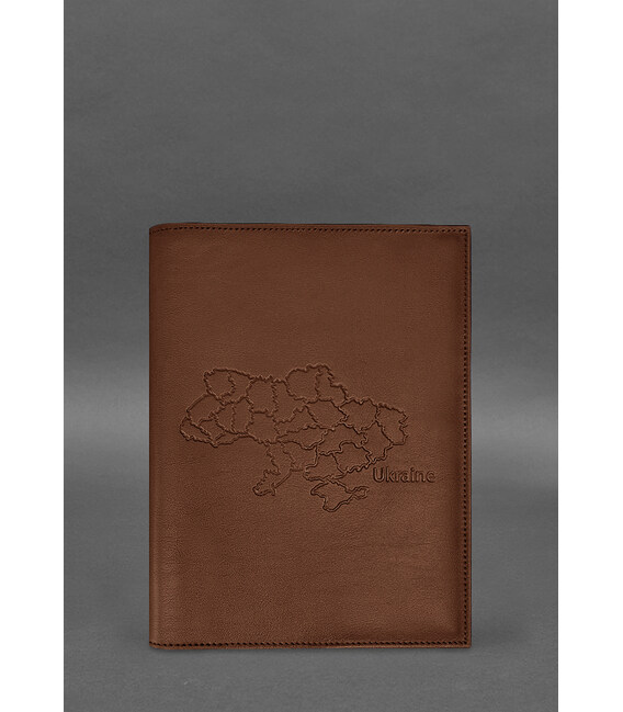 Шкіряна обкладинка для нотаріального реєстру з мапою України світло-коричнева картинка, зображення, фото