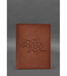 Шкіряна обкладинка для нотаріального реєстру з мапою України світло-коричнева Crazy Horse картинка, зображення, фото