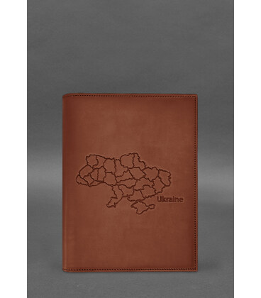 Кожаная обложка для нотариального реестра с картой Украины светло-коричневая Crazy Horse фото, картинка, изображение