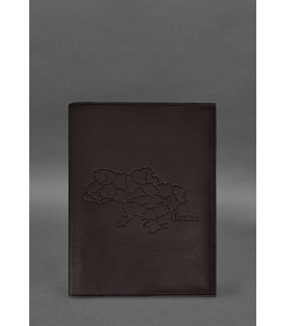 Шкіряна обкладинка для нотаріального реєстру з мапою України темно-коричнева картинка, зображення, фото