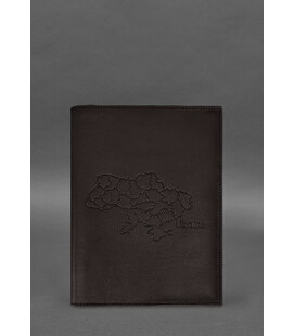 Шкіряна обкладинка для нотаріального реєстру з мапою України темно-коричнева картинка, зображення, фото