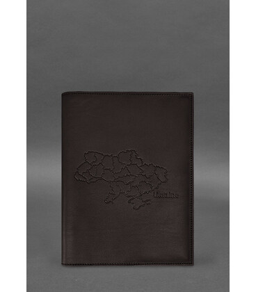 Шкіряна обкладинка для нотаріального реєстру з мапою України темно-коричнева картинка, зображення, фото