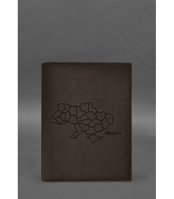 Шкіряна обкладинка для нотаріального реєстру з мапою України темно-коричнева Crazy Horse картинка, зображення, фото