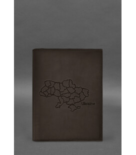 Шкіряна обкладинка для нотаріального реєстру з мапою України темно-коричнева Crazy Horse картинка, зображення, фото