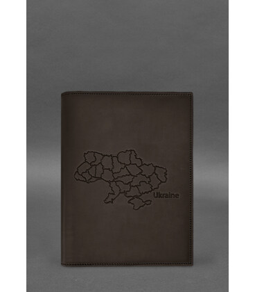 Шкіряна обкладинка для нотаріального реєстру з мапою України темно-коричнева Crazy Horse картинка, зображення, фото