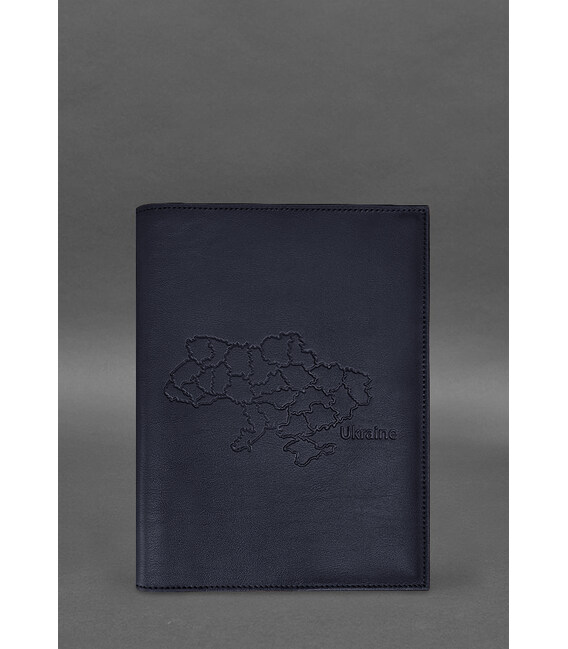 Шкіряна обкладинка для нотаріального реєстру з мапою України темно-синя картинка, зображення, фото