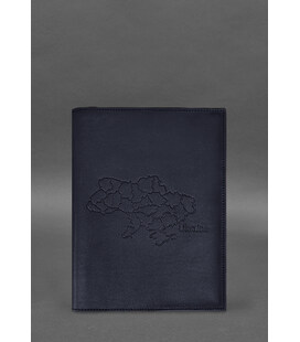 Шкіряна обкладинка для нотаріального реєстру з мапою України темно-синя картинка, зображення, фото