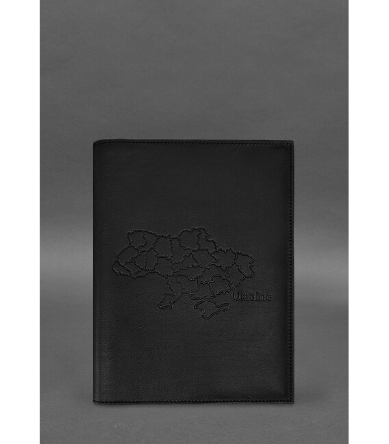 Кожаная обложка для нотариального реестра с картой Украины черная фото, картинка, изображение