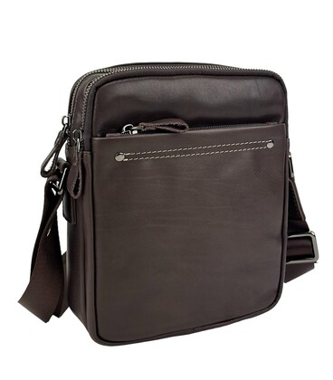 Месенджер шкіряний коричневий Tiding Bag 8713C картинка, зображення, фото