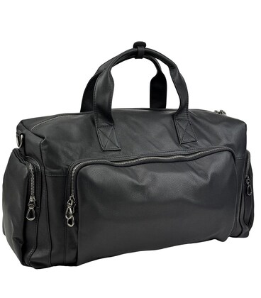 Дорожная сумка кожанная черная Tiding Bag 2081A фото, картинка, изображение