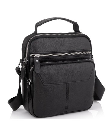 Сумка через плечо черная мужская кожаная Tiding Bag A25F-1436A фото, картинка, изображение