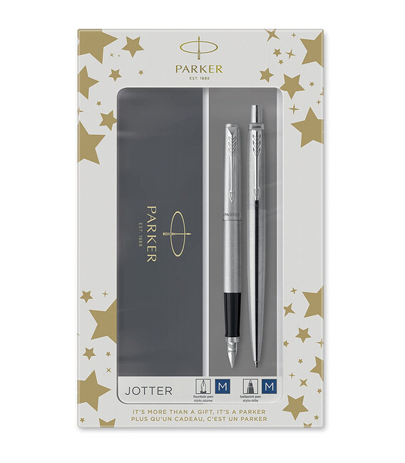 Набор ручек Parker JOTTER Stainless Steel CT FP+BP (перьевая + шариковая) фото, картинка, изображение