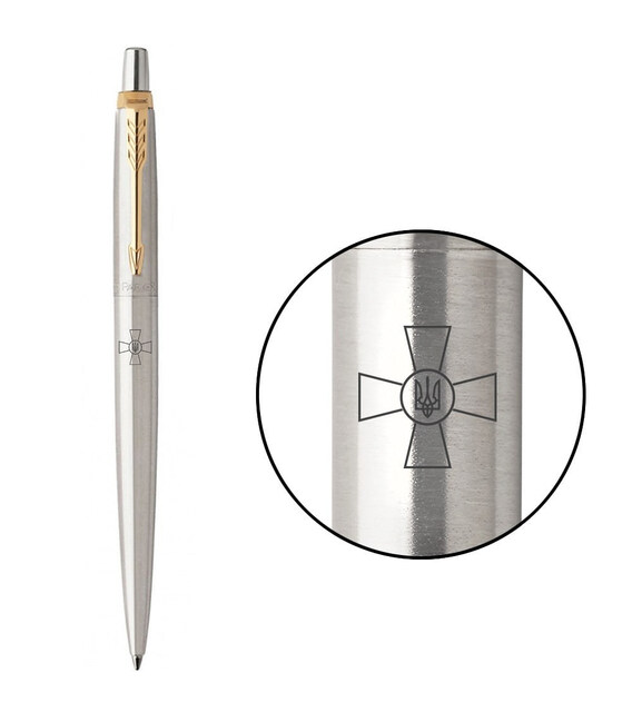 Ручка шариковая Parker JOTTER Stainless Steel GT BP Эмблема ВСУ 16032_W001b фото, картинка, изображение