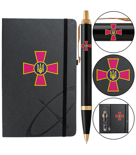Набор Parker IM ARMY Black GT BP Эмблема ЗСУ (шариковая ручка + блокнот Parker) фото, картинка, изображение