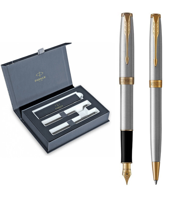 Набор Parker SONNET Stainless Steel GT FP+BP (перьевая + шариковая) фото