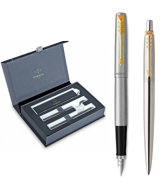 Набор Parker JOTTER Stainless Steel GT FP+BP (перьевая + шариковая) фото, картинка, изображение