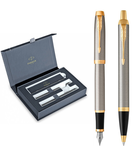 Набор Parker IM Brushed Metal GT FP+BP (перьевая + шариковая) фото, картинка, изображение