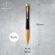 Ручка шариковая Parker URBAN Muted Black GT BP Трезубец на торце 30035_TR фото