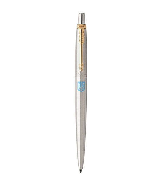 Ручка шариковая Parker JOTTER Stainless Steel GT BP Герб Украины желто-синий 16032_T005c фото, картинка, изображение