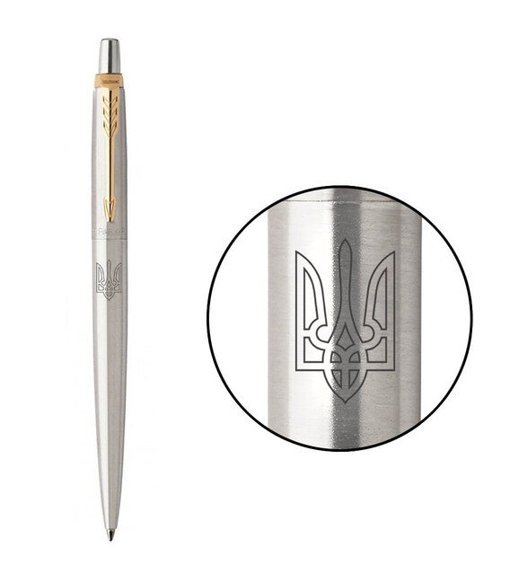 Ручка шариковая Parker JOTTER Stainless Steel GT BP Трезубец прозрачный 16032_T010b фото, картинка, изображение