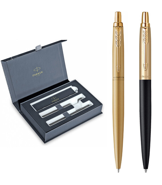 Набор Parker JOTTER XL Monochrome Gold GT BP + Matt Black & Gold GT BP (2 шариковые ручки) фото, картинка, изображение