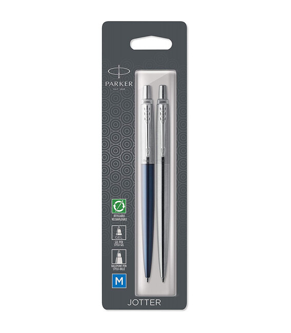 Набор ручек Parker JOTTER Royal Blue CT BP + Stainless Steel CT GEL (шариковая + гелевая) фото, картинка, изображение