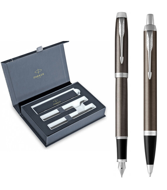 Набор Parker IM Dark Espresso CT FP+BP (перьевая + шариковая) фото, картинка, изображение