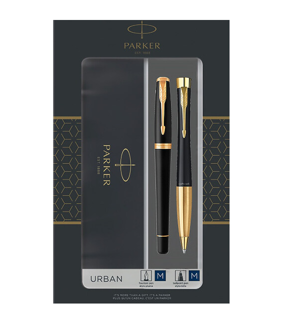 Набір ручок Parker URBAN Muted Black GT FP+BP (перова + кулькова) картинка, зображення, фото