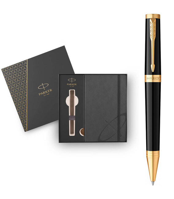 Набор Parker INGENUITY Black Lacquer GT BP (шариковая ручка + блокнот Parker) фото