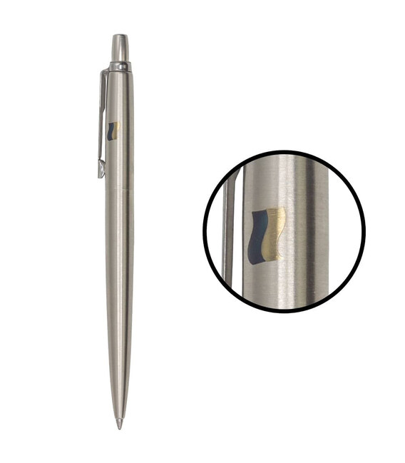 Ручка шариковая Parker JOTTER UKRAINE Stainless Steel CT BP Флаг сине-желт. на колп. 16132_T008c2 фото, картинка, изображение