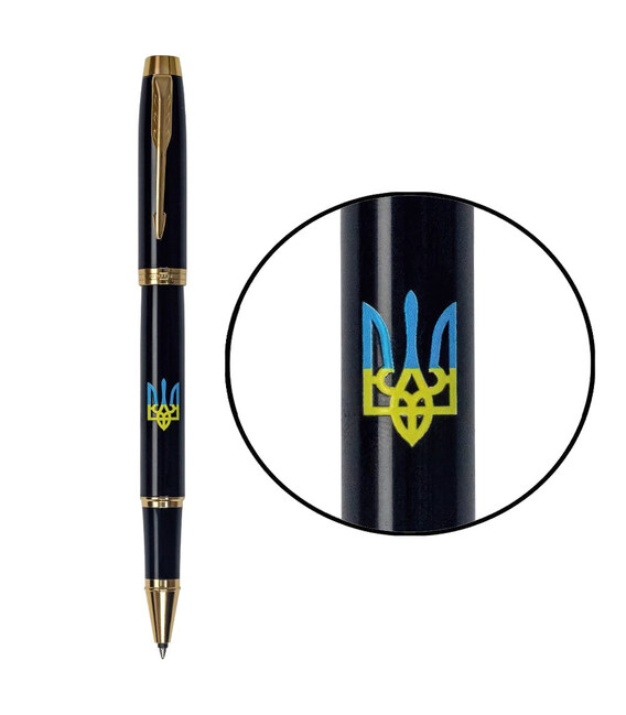 Ручка-роллер Parker IM UKRAINE Black GT RB Трезубец сине-желтый 22022_T0016u фото, картинка, изображение