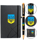 Набор Parker IM UKRAINE Black GT RB Трезубец сине-желтый (ручка-роллер + блокнот Parker) фото, картинка, изображение