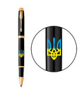 Набор Parker IM UKRAINE Black GT RB Трезубец сине-желтый (ручка-роллер + блокнот Parker) фото, картинка, изображение