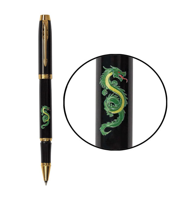 Ручка-роллер Parker IM ZODIAC Black GT RB Зеленый Деревянный Дракон 22022_Z3314u фото, картинка, изображение