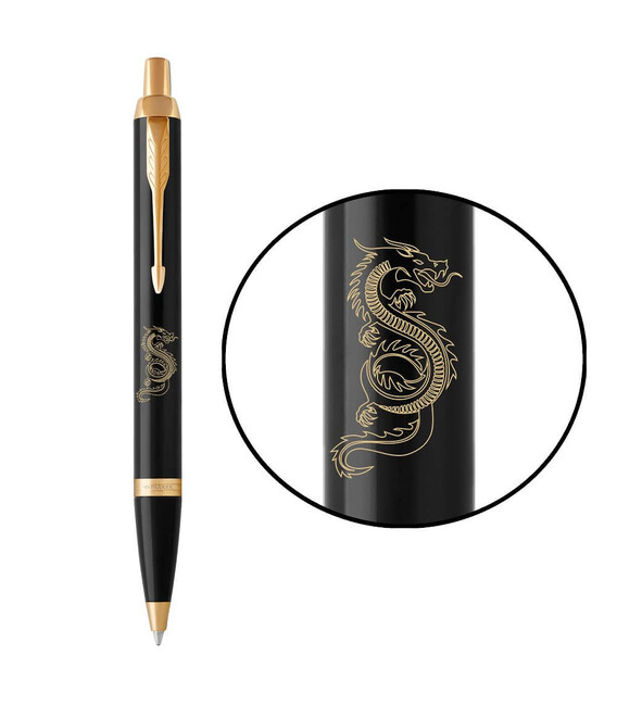 Ручка шариковая Parker IM ZODIAC Black GT BP Деревянный Дракон 22032_Z302y фото, картинка, изображение