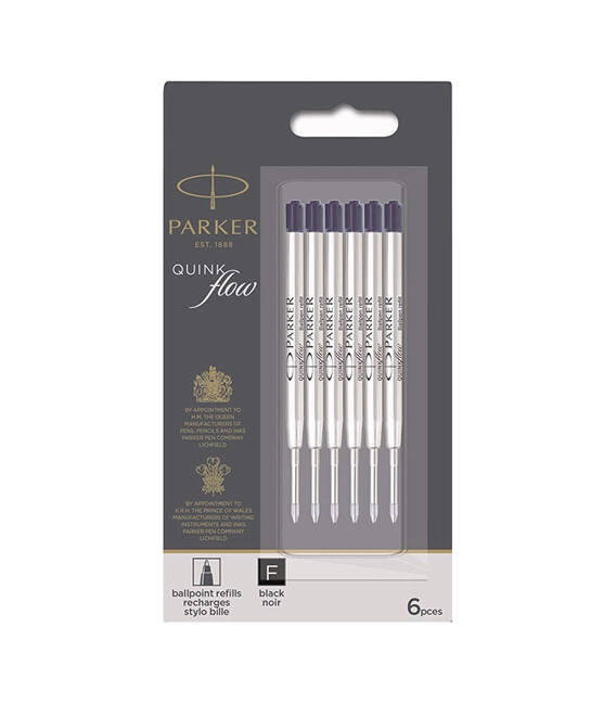 Стержни Parker QuinkFlow шарик. черн. F блистер 6шт 10 231BK6 фото, картинка, изображение
