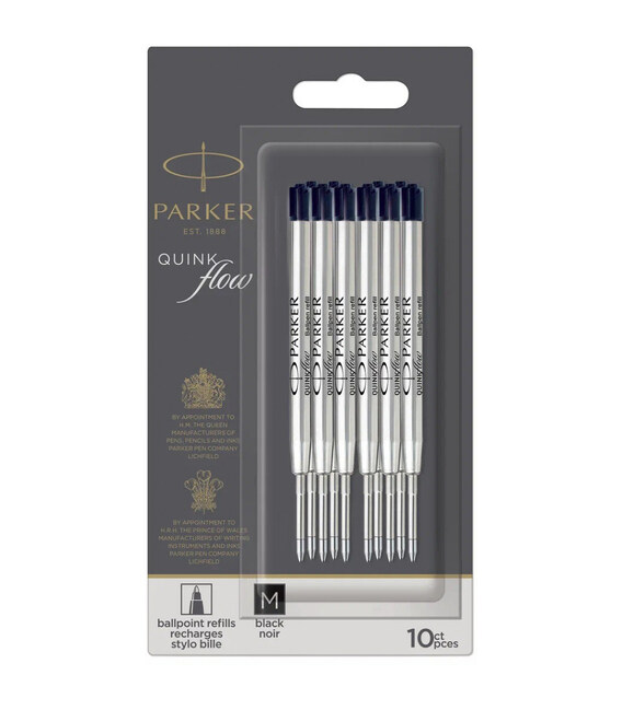 Стержни Parker QuinkFlow шарик. черн. средний M блистер 10шт. 10 232BK10 фото, картинка, изображение