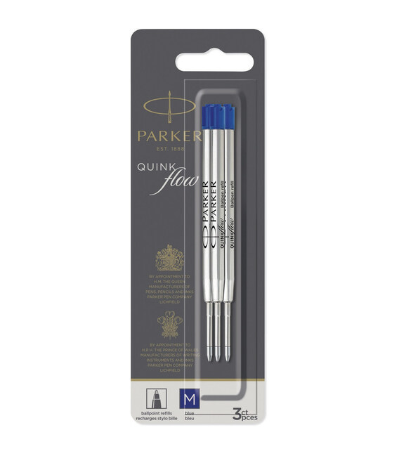 Стрижні Parker QuinkFlow кульк. син. M блістер 3шт 10 232BLU3 картинка, зображення, фото