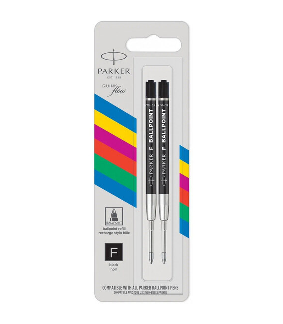 Стержни Parker QuinkFlow шарик. черн. F блистер 2шт 10 261BK2 фото, картинка, изображение
