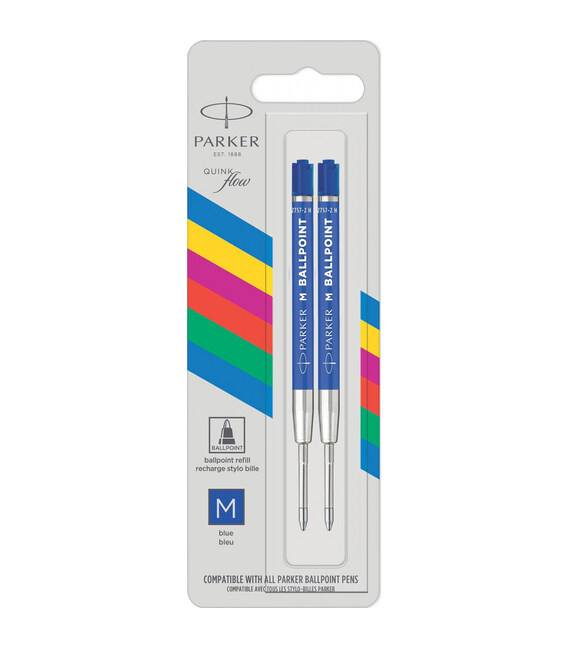 Стрижні Parker QuinkFlow кульк. син. M блістер 2шт 10 262BLU2 картинка, зображення, фото